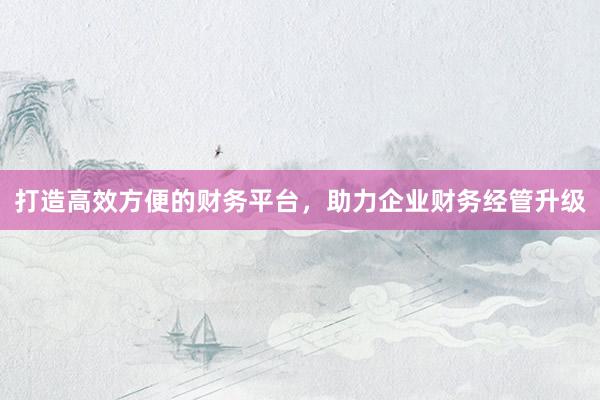 打造高效方便的财务平台，助力企业财务经管升级