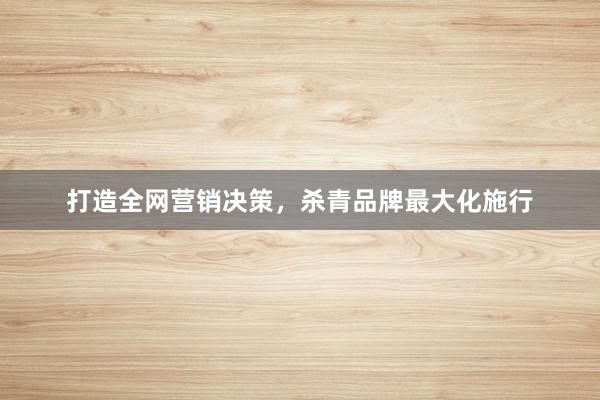 打造全网营销决策，杀青品牌最大化施行