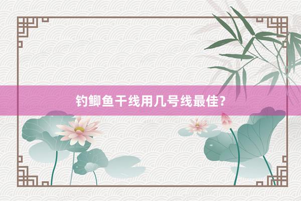 钓鲫鱼干线用几号线最佳？